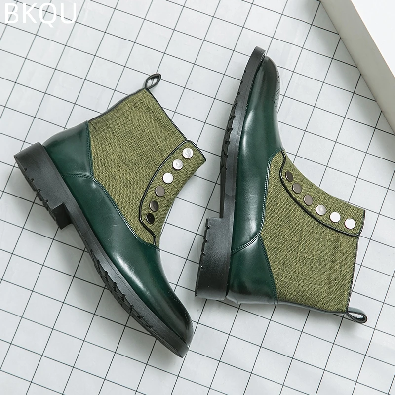 Men's Chelsea Boots High-top Boots Wear-resistant Breathable Fashion Trend Versatile Round Toe Casual Non-slip Spring and Autumn