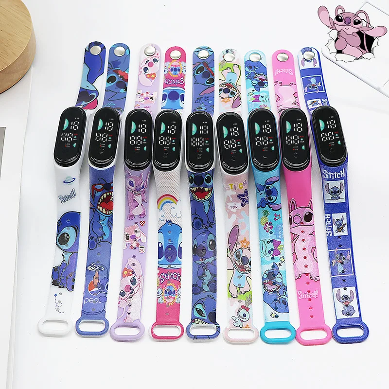 Disney Stitch Wrist Watch Lilo and Stitch Angel Cartoon Printed LED Waterproof Electronic Watch Accessories Student Kids Gift 3