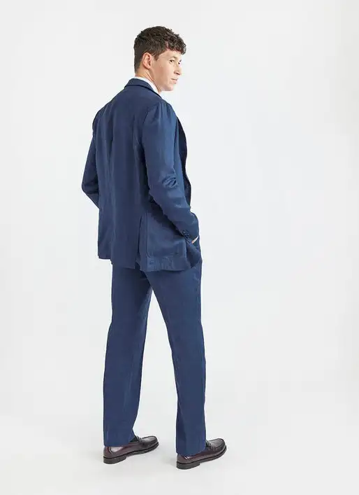 Summer Linen Blue Elegant Casual Suits For Men Slim Fit Notch Lapel Blazers Hombre High Quality Custom 2 Piece Set Costume Homme