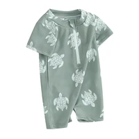 Citgeett Summer Kids Boys Swimsuit Casual Print Short Sleeve Zipper Jumpsuit Swimwear Beachwear Bathing Suit 2