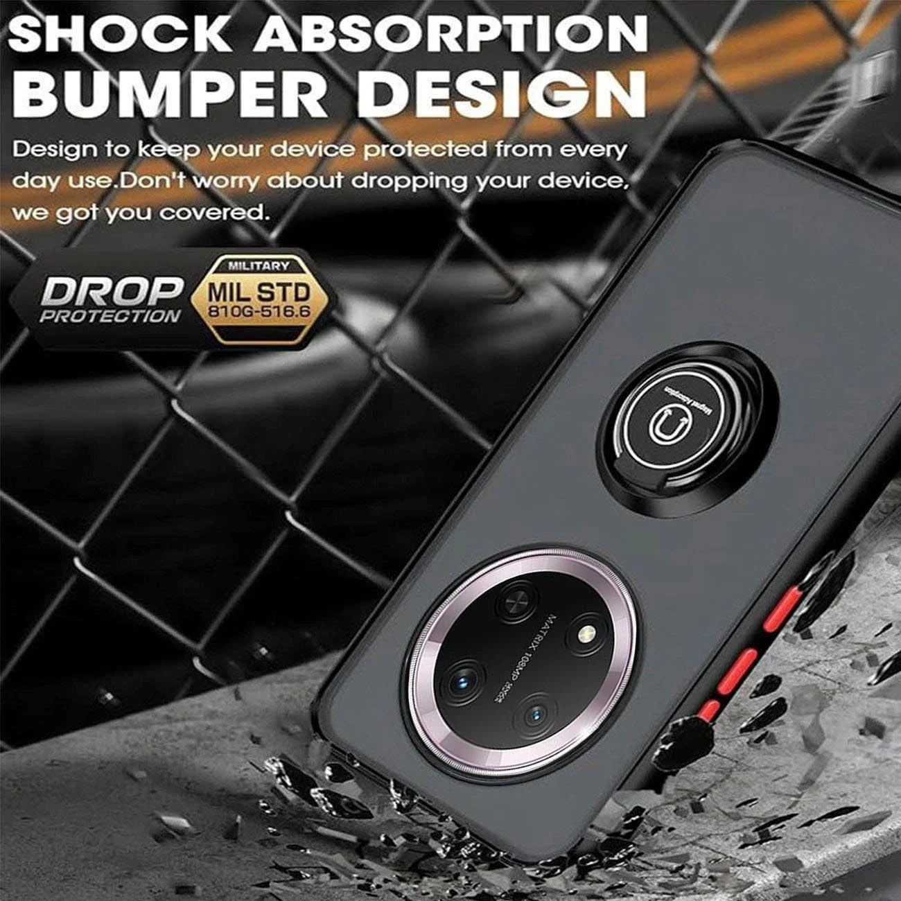 Armor Matte Shockproof Case with Magnetic Ring Stand Holder