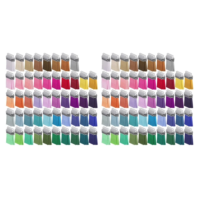 500Pcs Keychain Tassels Bulk Colored Leather Tassel Pendants For