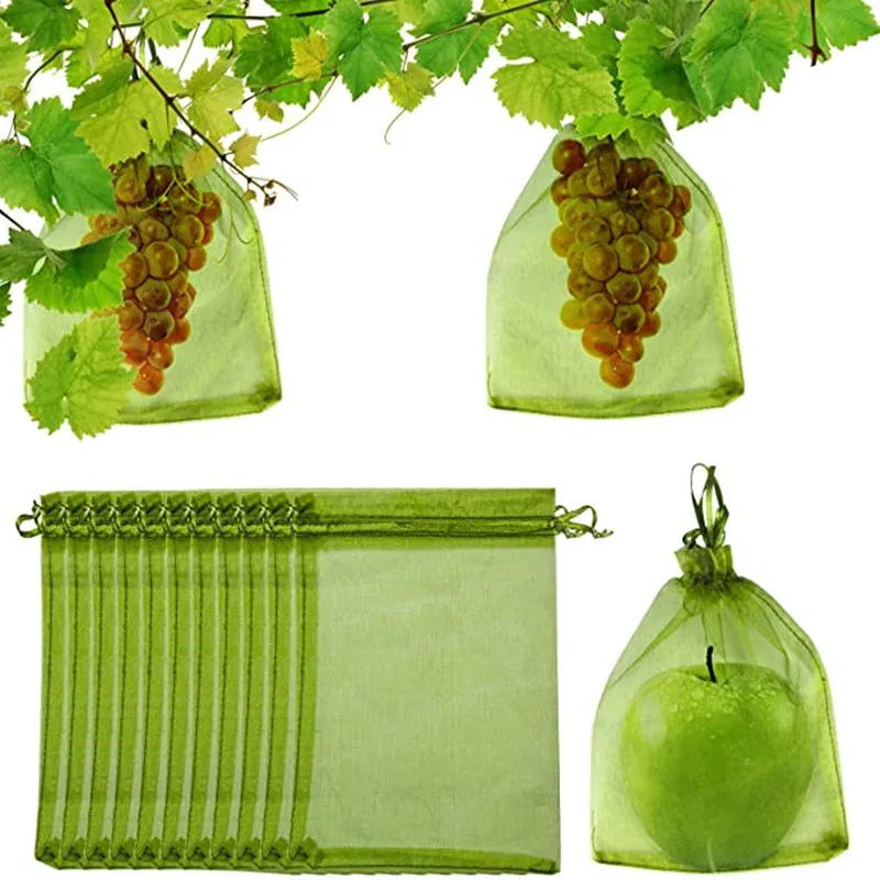 

100PCS 10x15cm Grapes Fruit Protection Bags Garden Mesh Bags Agricultural Orchard Pest Control Anti-Bird Netting Vegetable Bags