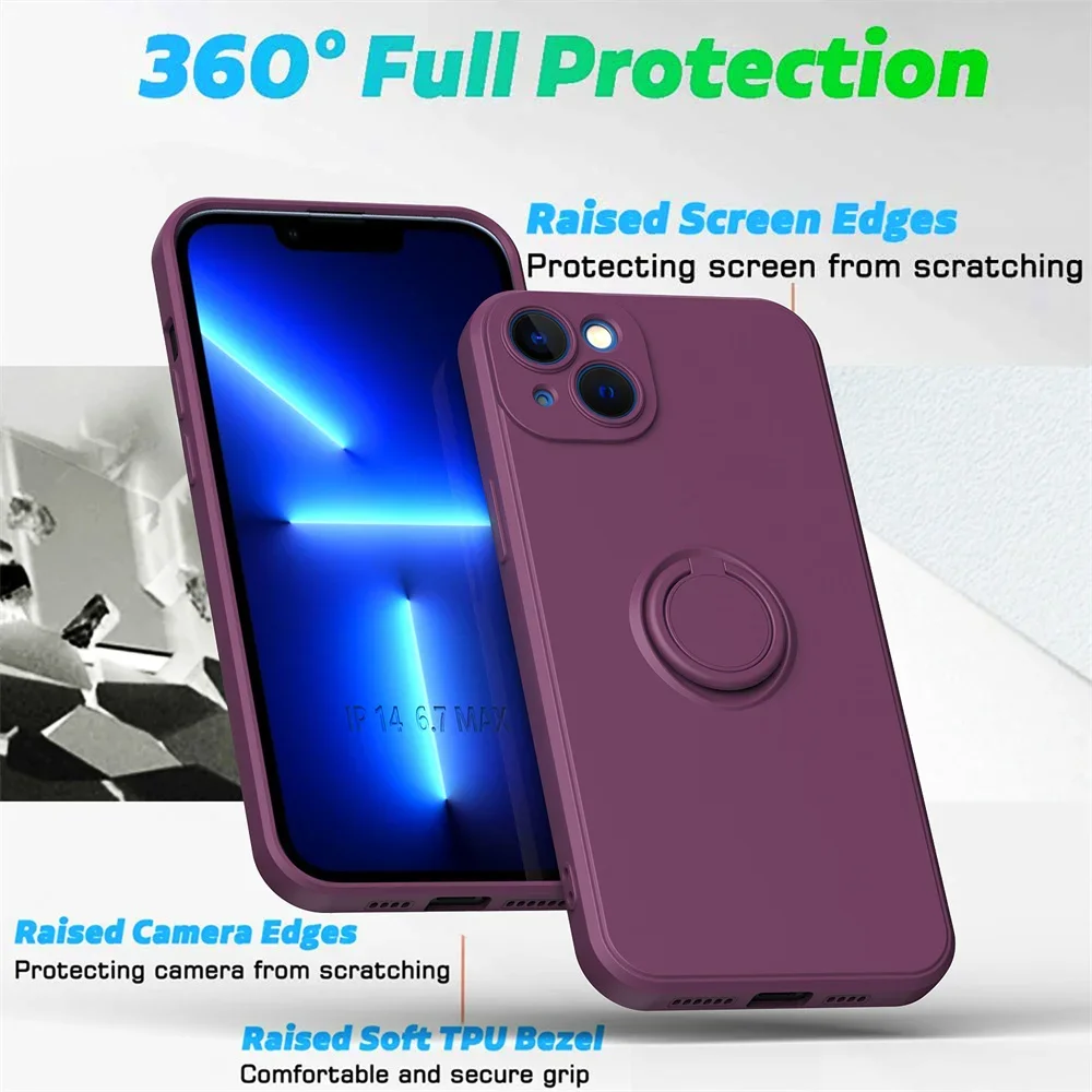 Magnetic Ring Holder Liquid Silicone Phone Case Cover