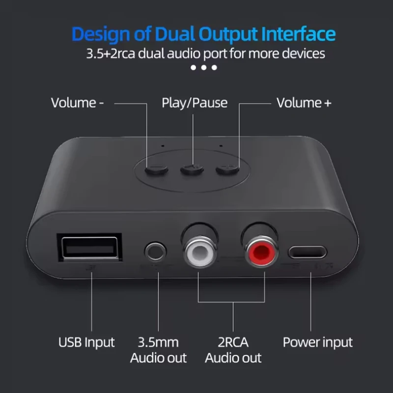 NFC Bluetooth 5.0 Audio Receiver U Disk 3.5mm AUX RCA USB Stereo Music Wireless Adapter With Mic For Car Kit Speaker Amplifier bluetooth adapter bluetooth audio receiver audio adapter