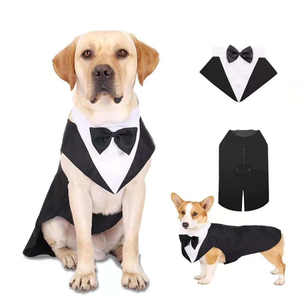 Dog's Formal Wedding Black Shirt Tailcoats for Medium Large Dogs Fashion Suit for Party Cosplay Golden Retriever Bulldog Samoyed dog costume set dog coats