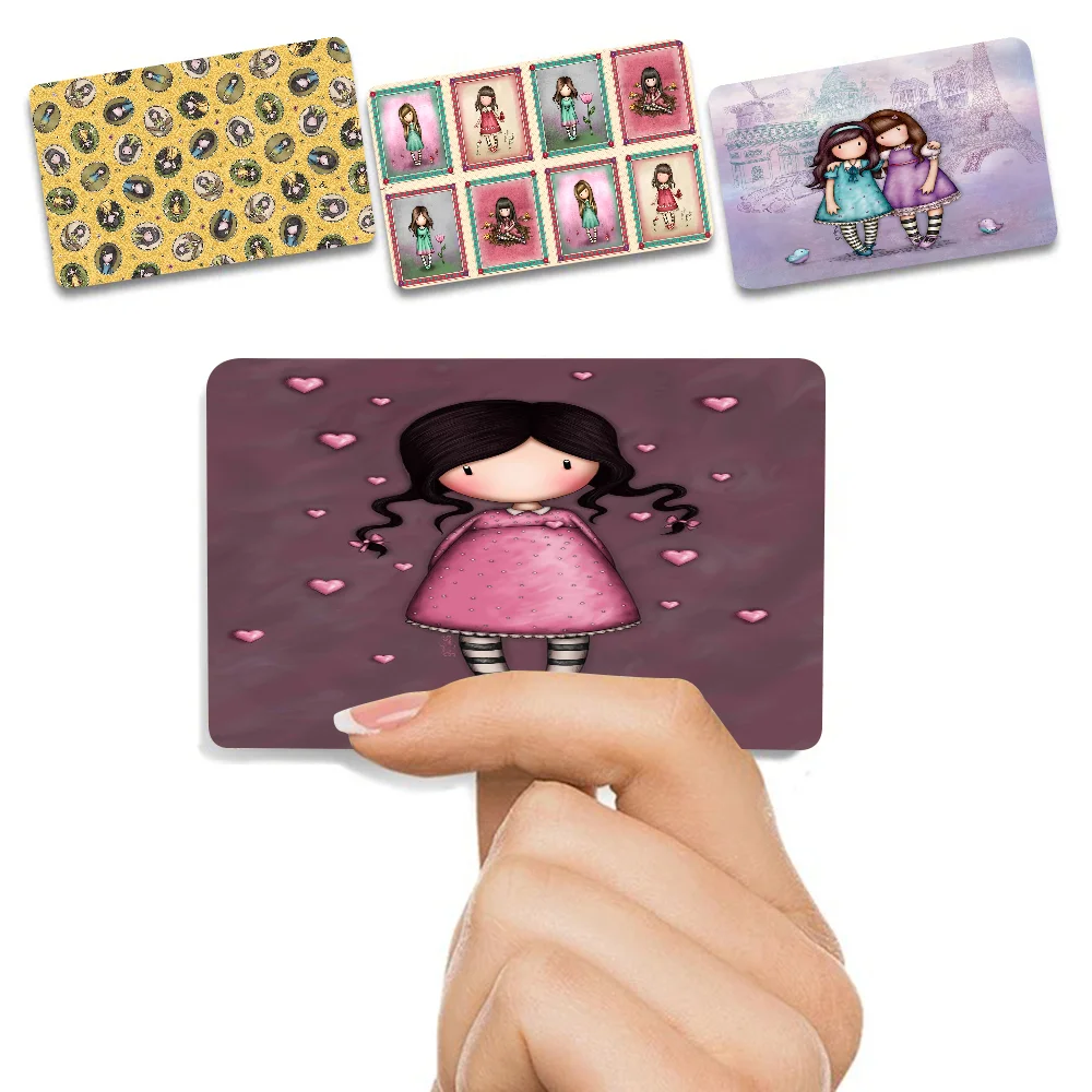 Cartoons S-Santoro Gorjuss Anime Spend Or Save Funny Shell On Off Ultra Thin No Fade Sticker Skin Cover Film Debit Credit Card