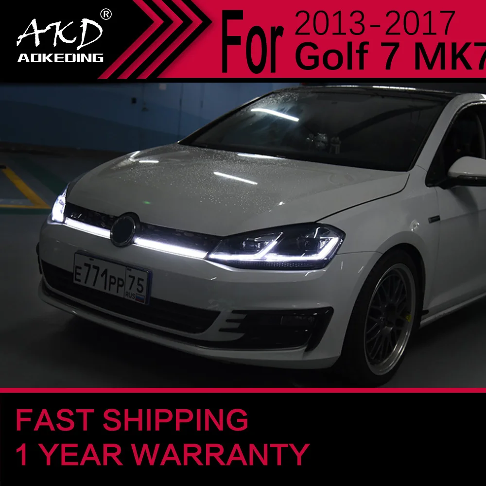 자동차 조명, VW 골프 7 헤드 라이트 2013-2017 MK7 Golf7 헤드 램프 Drl 프로젝터 렌즈 자동차 액세서리