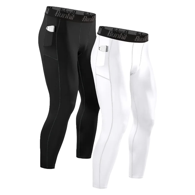 Compression Pants Men's Running Tights Sports Exercise Yoga Gym Leggings Two-pack