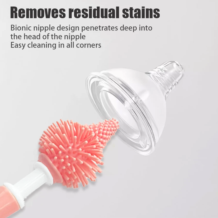 Bottle Cleaning Brush Set Silicone Baby Bottle Nipple Brush