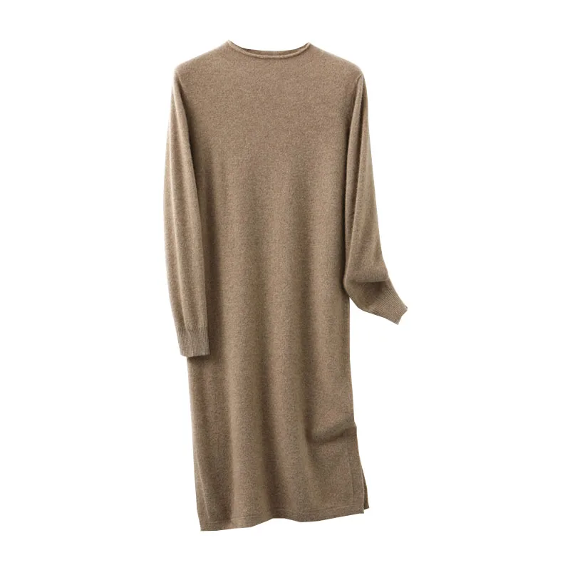 Tailor Sheep 100% Merino Wool Knitted Sweater Dress for Women Winter/Autumn O-Neck Female Dresses Long Style Jumper Girl Clothes