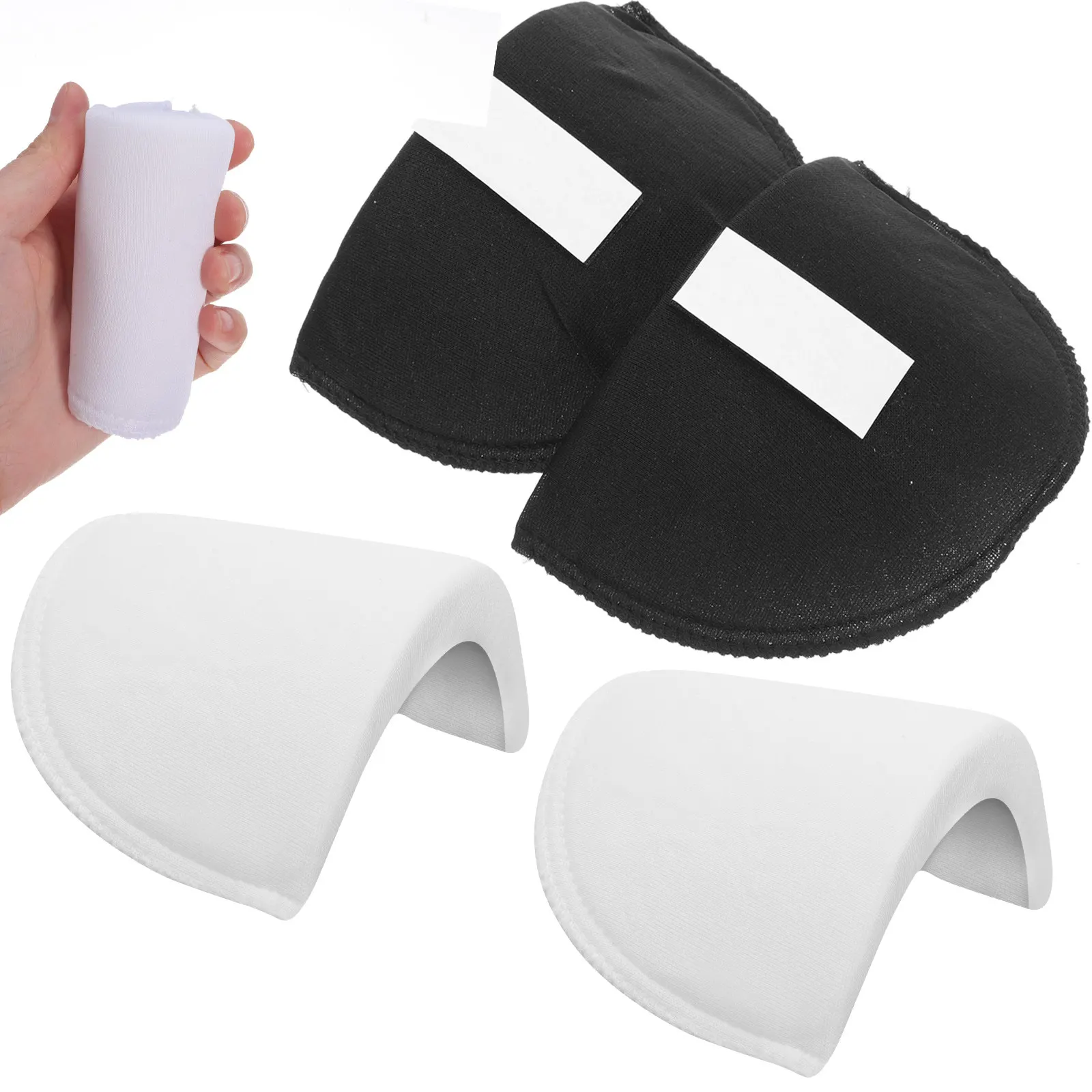 2 쌍의 편안한 재사용 가능한 어깨 패드 세트 여성용 어깨 확대 부드럽고 둥근 모양 티셔츠 블라우스 드레스 슈트 코트