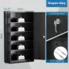 Lockable Storage Cabinet, 71" Garage Storage Cabinets with Lock, Black Metal Cabinet with 2 Doors and 4 Adjustable Shelves 3