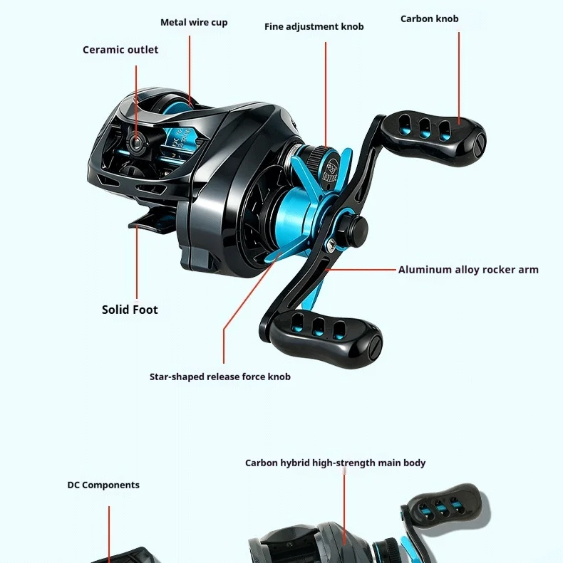LIZARD NHK DC Baitcasting Angelrolle mit Digitaler Steuerung, Kohlenstoff-Unterlegscheiben, 7,1:1 Übersetzung, 10+1 Kugellager, 5kg Maximale Bremskraft, für Süß- und Salzwasser – Detail 5