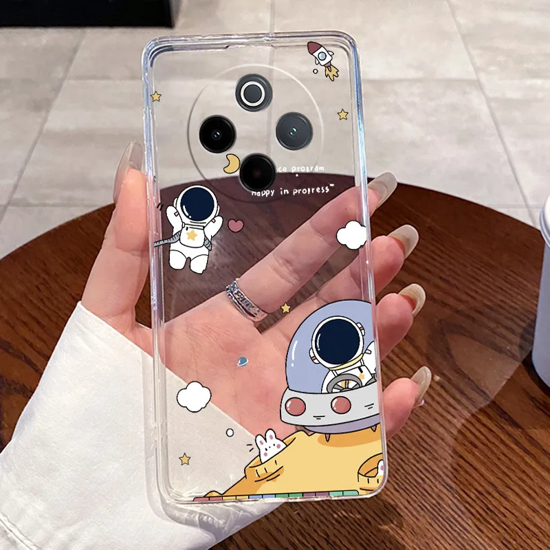Aesthetic Fashion Cute Cat Astronaut Soft Silicone Transparent Phone Case