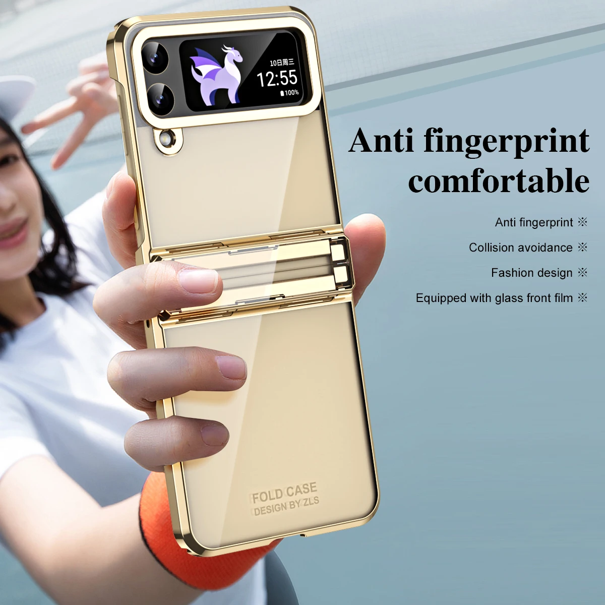 Samsung Galaxy Z Flip 6 5 4 3 Case Transparent Electroplating Phantom Hinge Protection Camera Cover Z Flip6 Flip5 Flip4 phone case