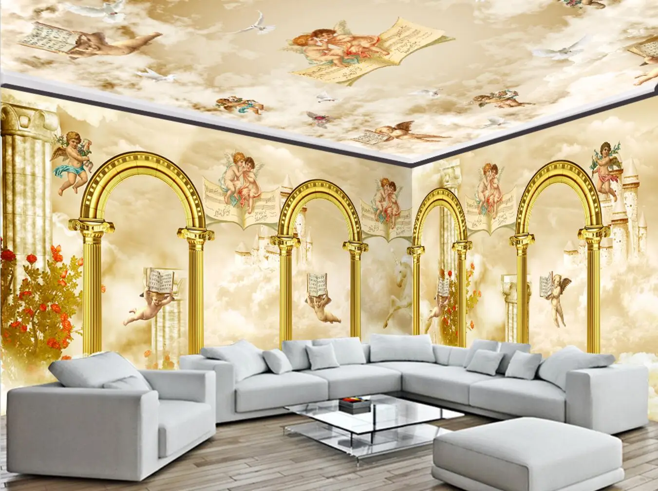 Lâmpada do teto, Grande Piscina de Pintura Europeia, Papel de parede