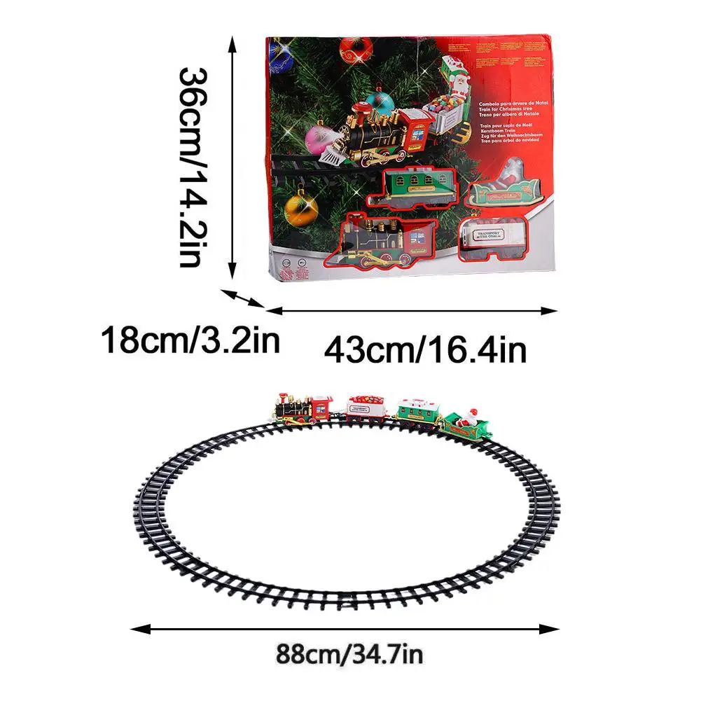 Christmas Train Set Simulation Head Electric Railway Train Rail Set Christmas Tree Decro DIY Gifts For Kids