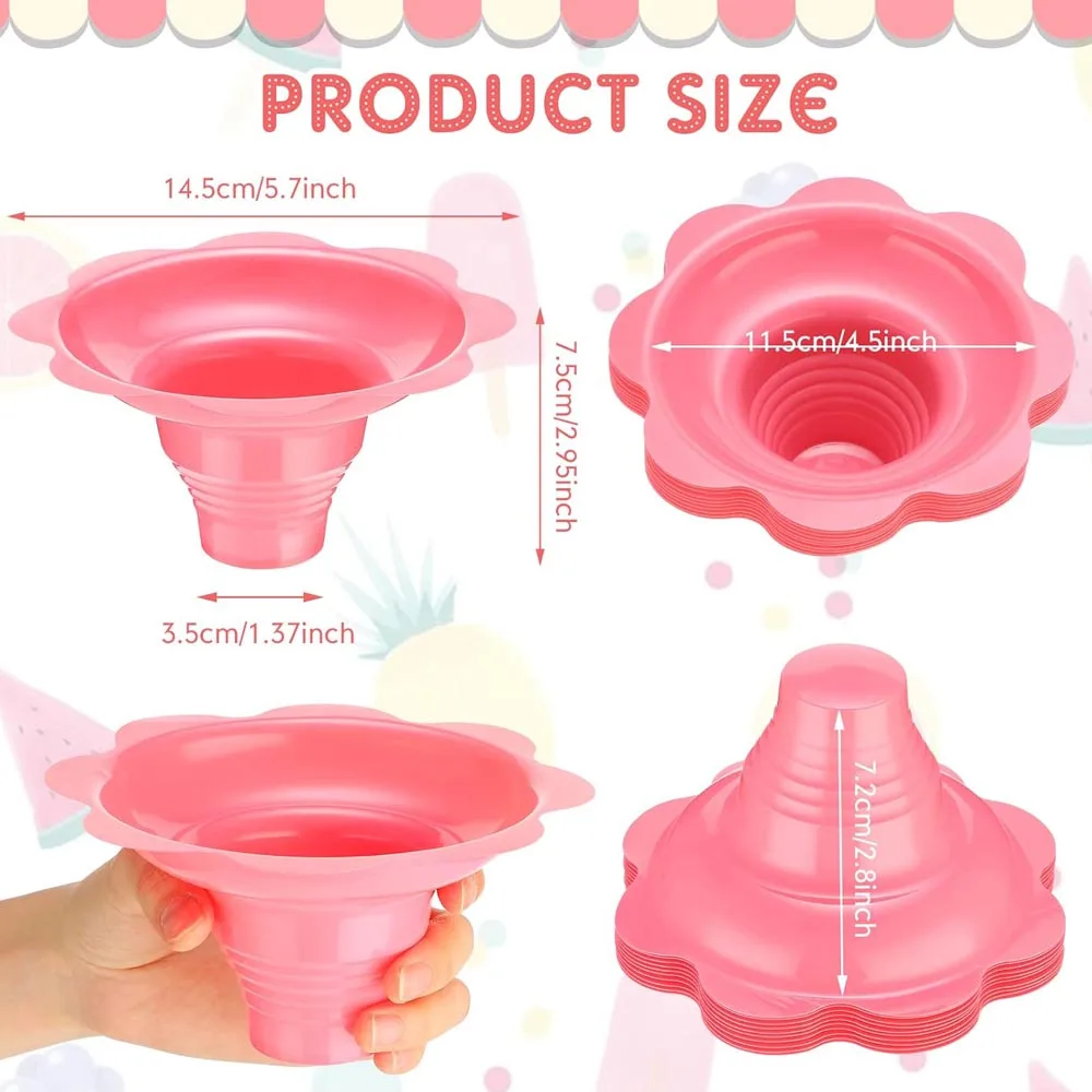 Reusable Silicone Snow Cone Cup Set - 8 Pack With Spoon Straws & Metal Holders, 7oz - View #5