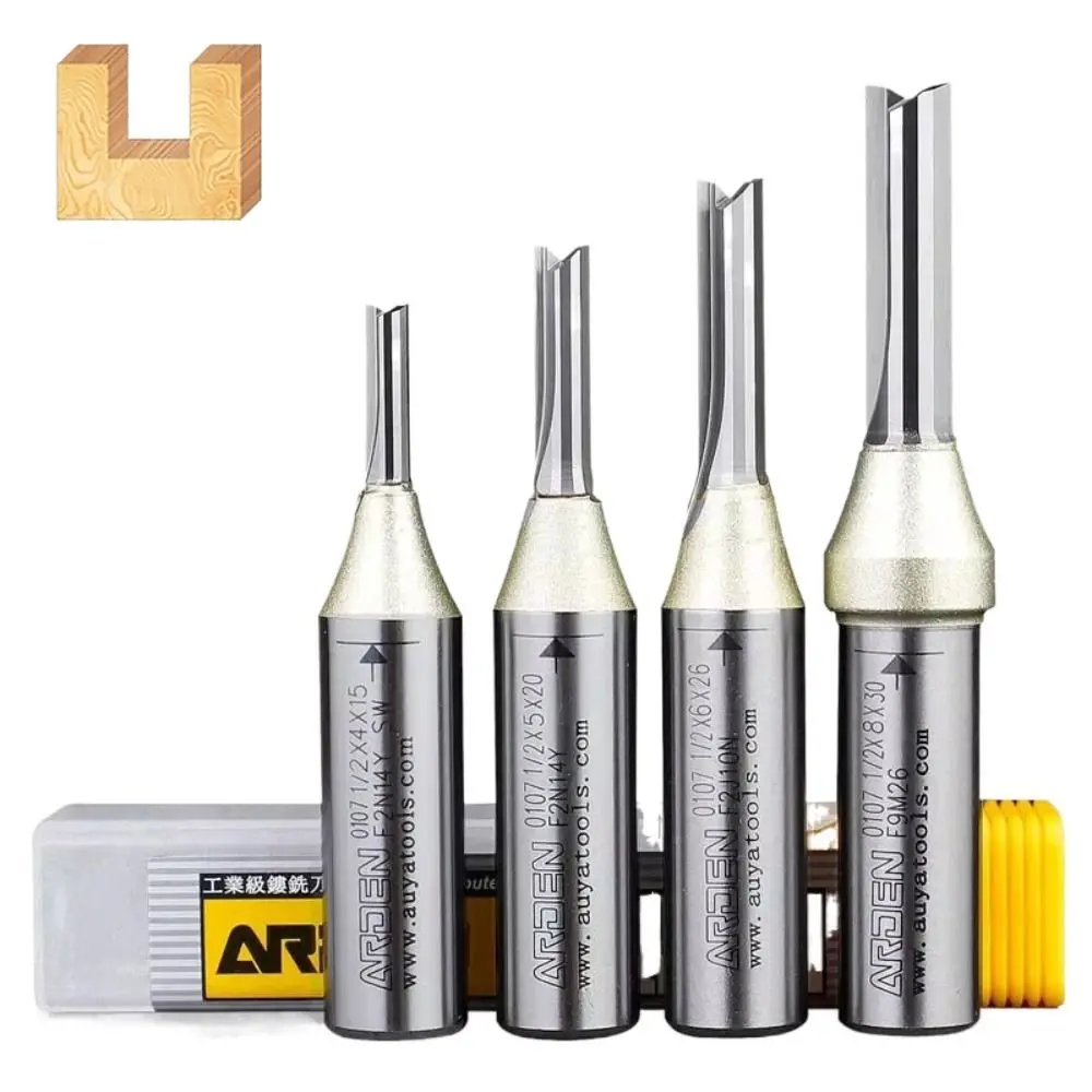 Wood Milling Cutter Carbide Straight Slot Milling Cutter 1/2 Shank 2 Flute End Mill Straight End Mill Woodworking