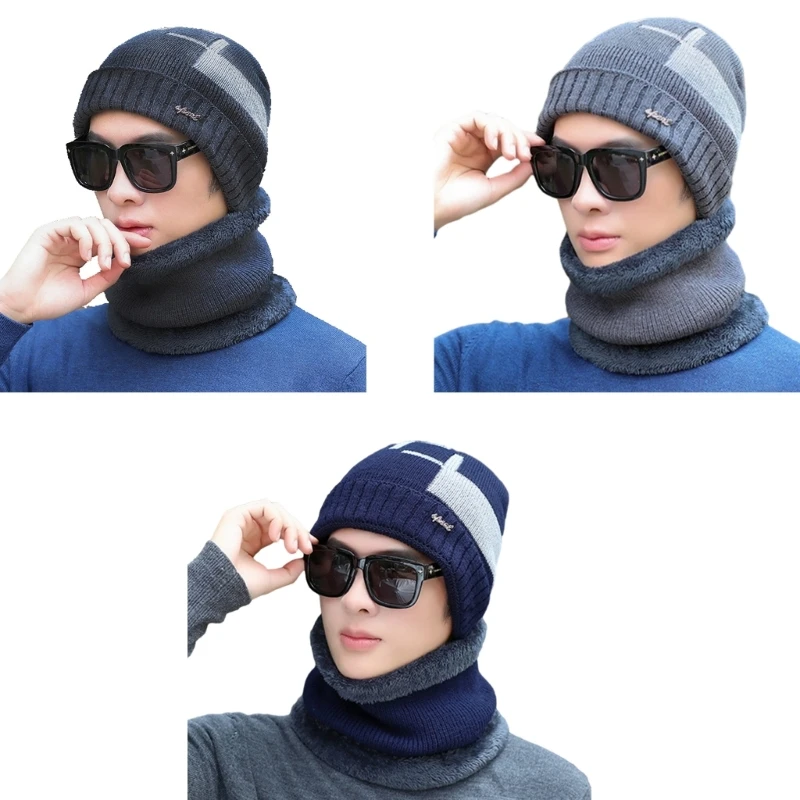 

Y166 USB Heated Knit Beanie and Scarf Set Unisex Beanie Cap Winter Autumn Hats Warmer Bonnet Knitted Streetwear