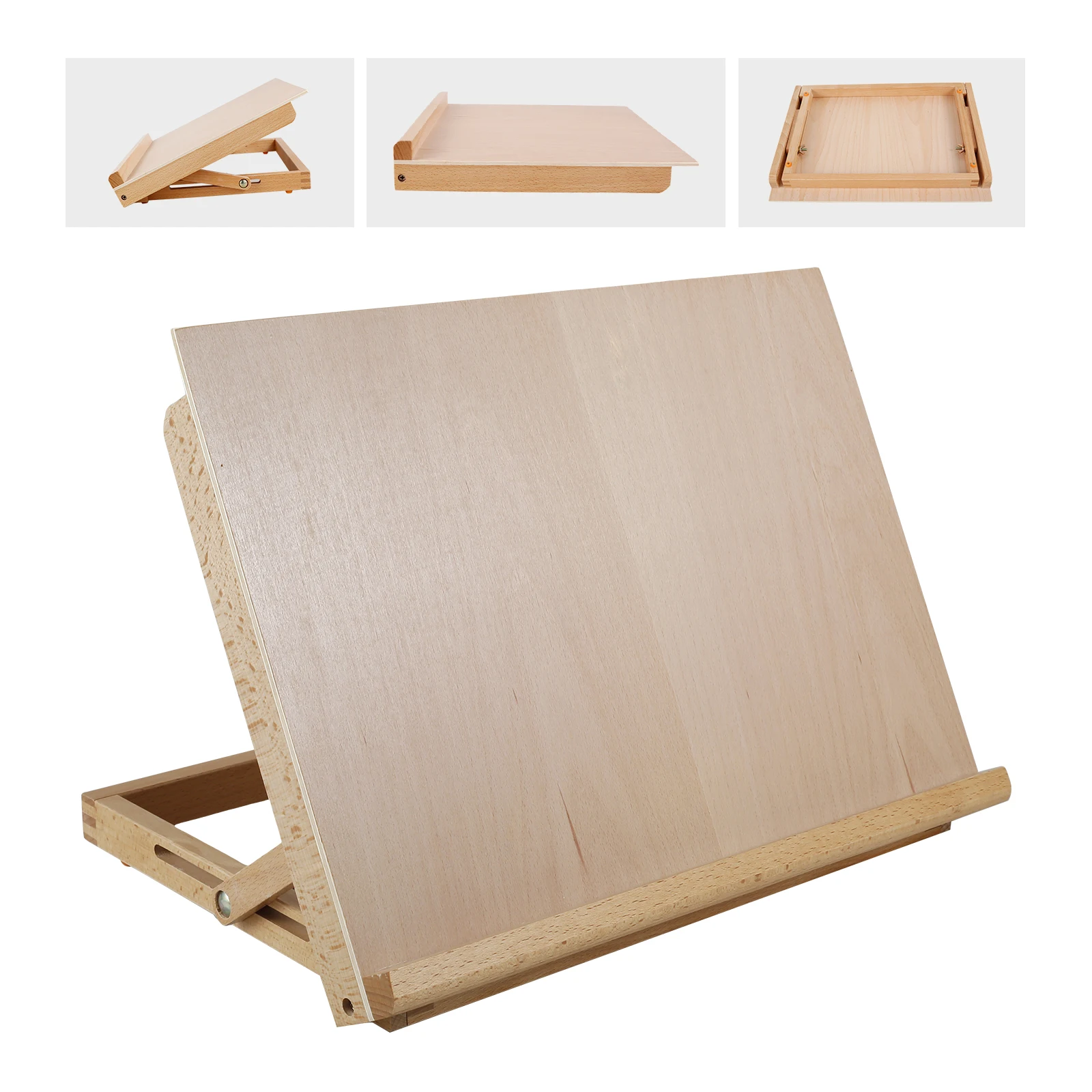 Art Easel Large Drawing Board Solid Wood Tabletop Painting Holder Adjustable Angle Folding Drawing and Sketching