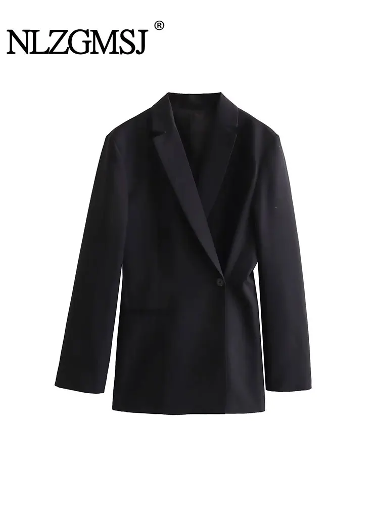 

TRAF 2023 Autumn Woman Coat Office Suit Jacket Buttons Loose Blazers Long Sleeve Vintage Female Chic Tops Outwear