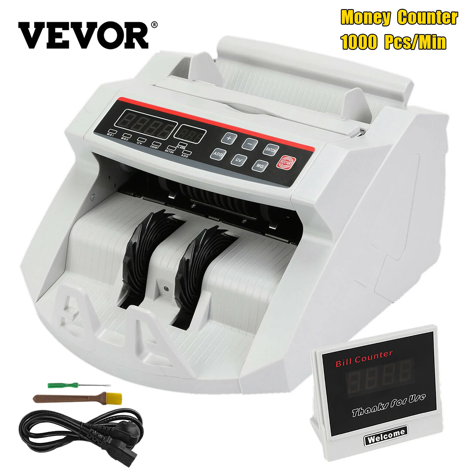 Vevor 1000 Pcs/min Money Counter Business Cash Register Fake Euros