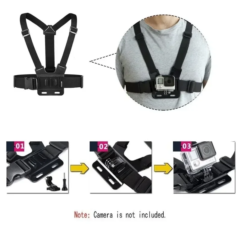 Adjustable Black Phone Clip Holder with Chest Strap for Cameras and Mobile Devices