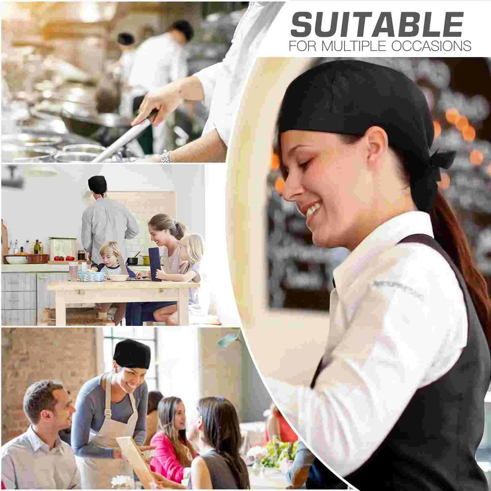 Chef Hat Hats Cap Kids Women Cooking Men Elastic Adjustable Restaurant Adult Black Baker Caps Cook Waiter Kitchen Working