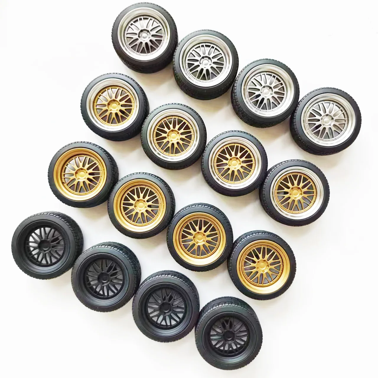 4pcs118Wheels36mmDiameterBBSModelCarRimsWRubberTiresModify