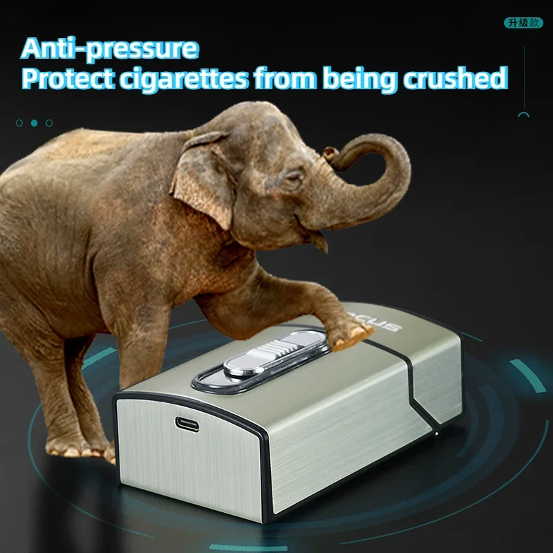 Sleek LED Flash Cigarette Case with Double Arc Lighter, Holds 20 Cigarettes