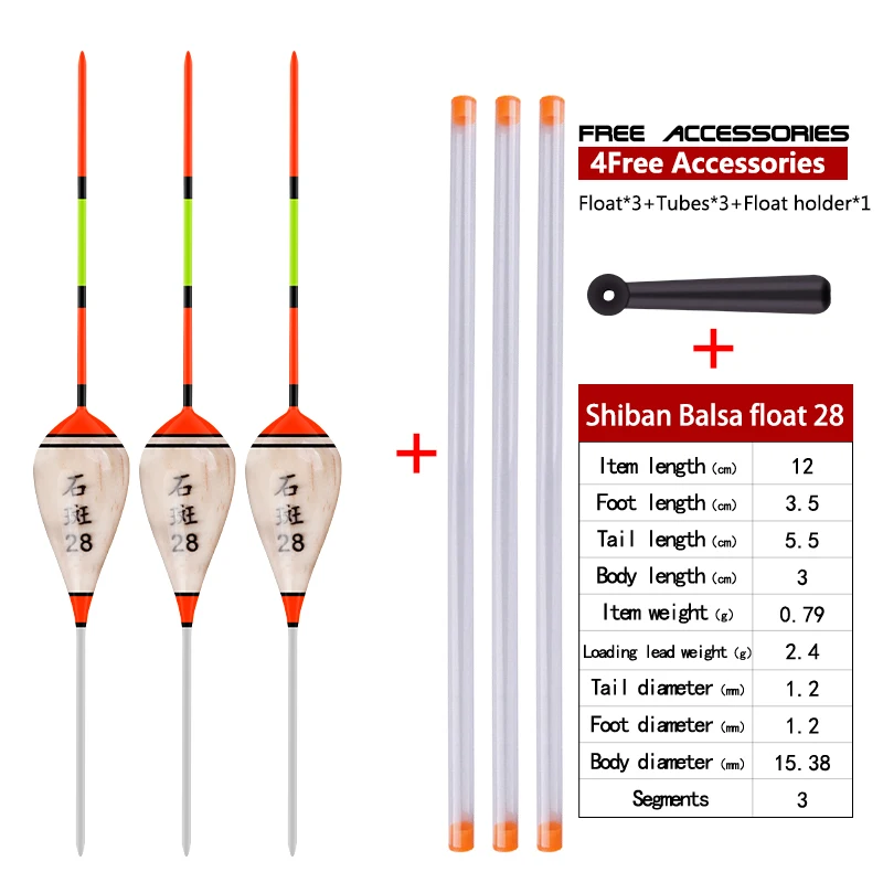 3PCS Balsaholz Schwimmt + 3 Röhren + 1 Boje Sitz Flaches Wasser Eis Vertikale Empfindliche Bobber Zubehör Werkzeuge angelgerät – Detail 23