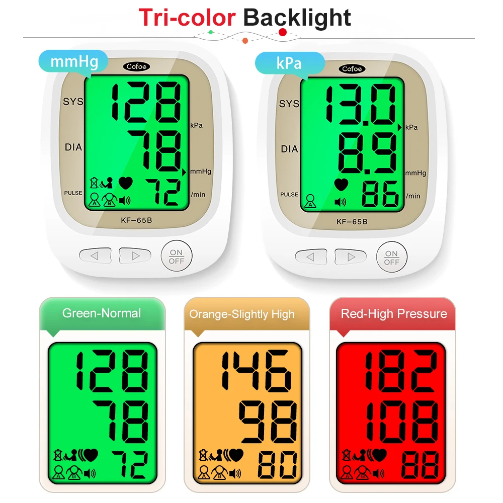 Cofoe Electronic Blood Pressure Monitor Upper Arm Intelligent Sphygmomanometer Automatic Measuring Instrument Home Use Accurate