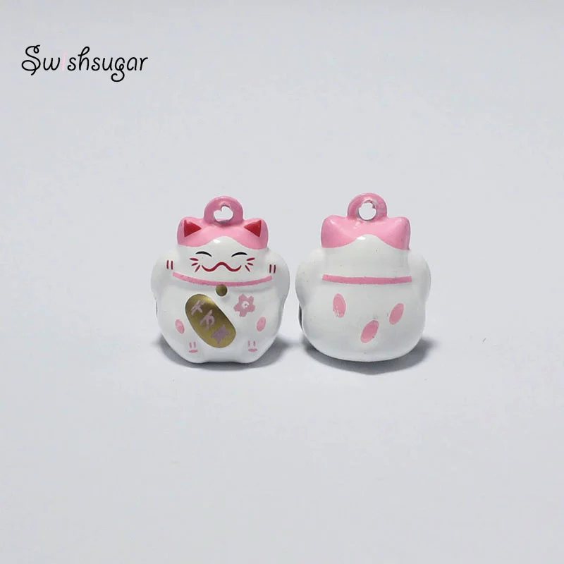 Cartoon Animal Best Wish Lucky Cat Style Jingle Bell Charms Fit Festival Holiday Dog Pet Pendant Necklace Decoration