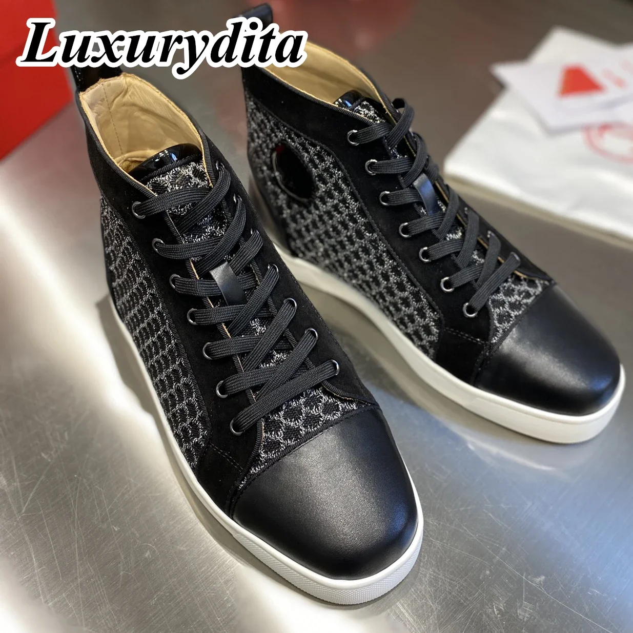 

LUXURYDITA Designer Men Casual Sneakers Real Leather Rivet Luxury Womens Tennis Shoes 35-47 Fashion Unisex loafers HJ2191