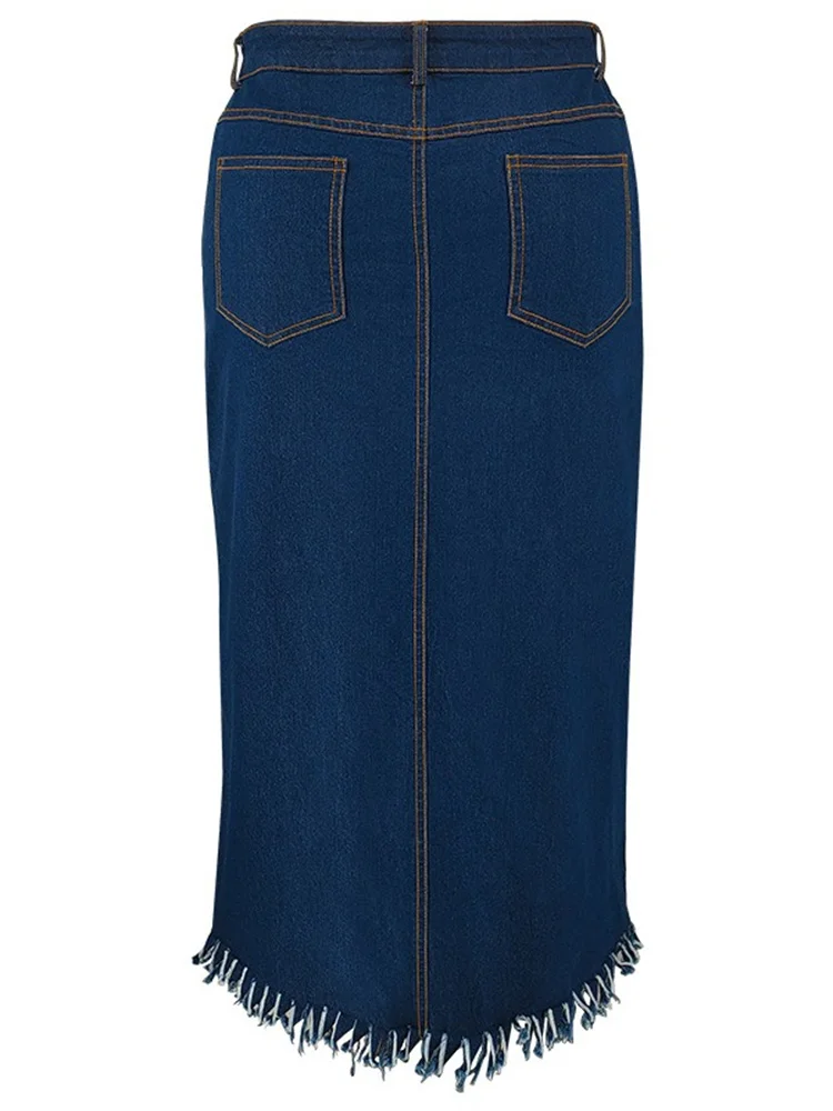 Wmstar Plus Size Only Denim Skirts Maxi Sexy Medium Stretch Long Flounce Skirt Wholesale Dropshipping 2024 Women's Clothing
