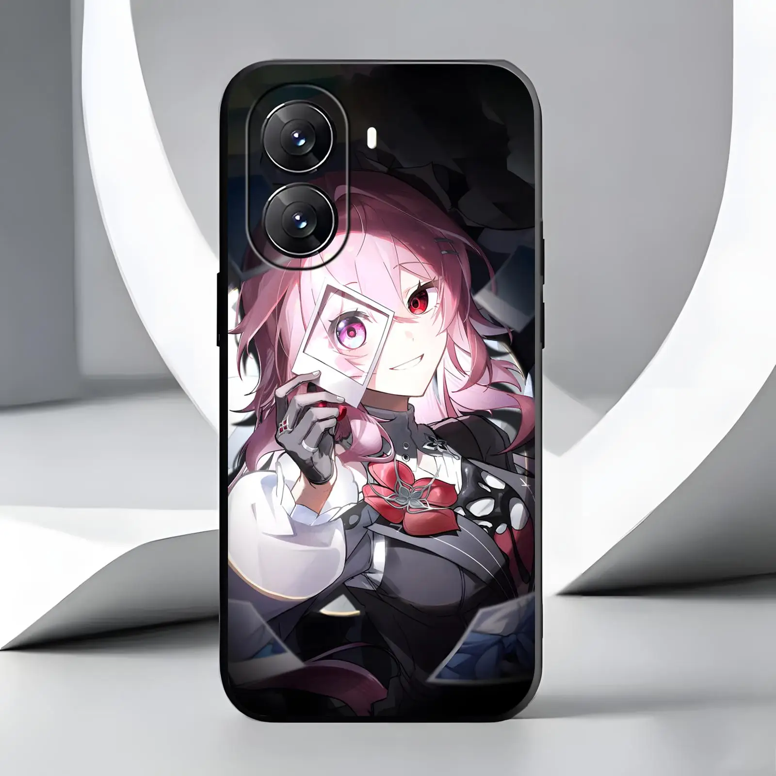 Stylish Black Shockproof Phone Case with Honkai Star Rail Cerydra Design