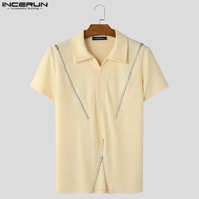 INCERUN بلايز الكورية نمط موضة الرجال تفكيك المعاد...