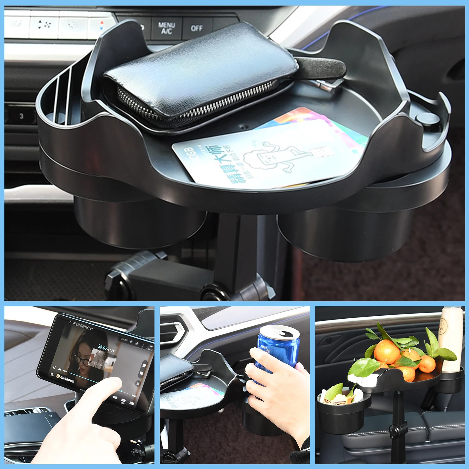 Universal Auto Tasse Halter Tray Einstellbare Auto Mahlzeit Tablett Handy  Halter Halterung 360 ° Swivel Arm Erweitert Lebensmittel tisch Schreibtisch  - AliExpress