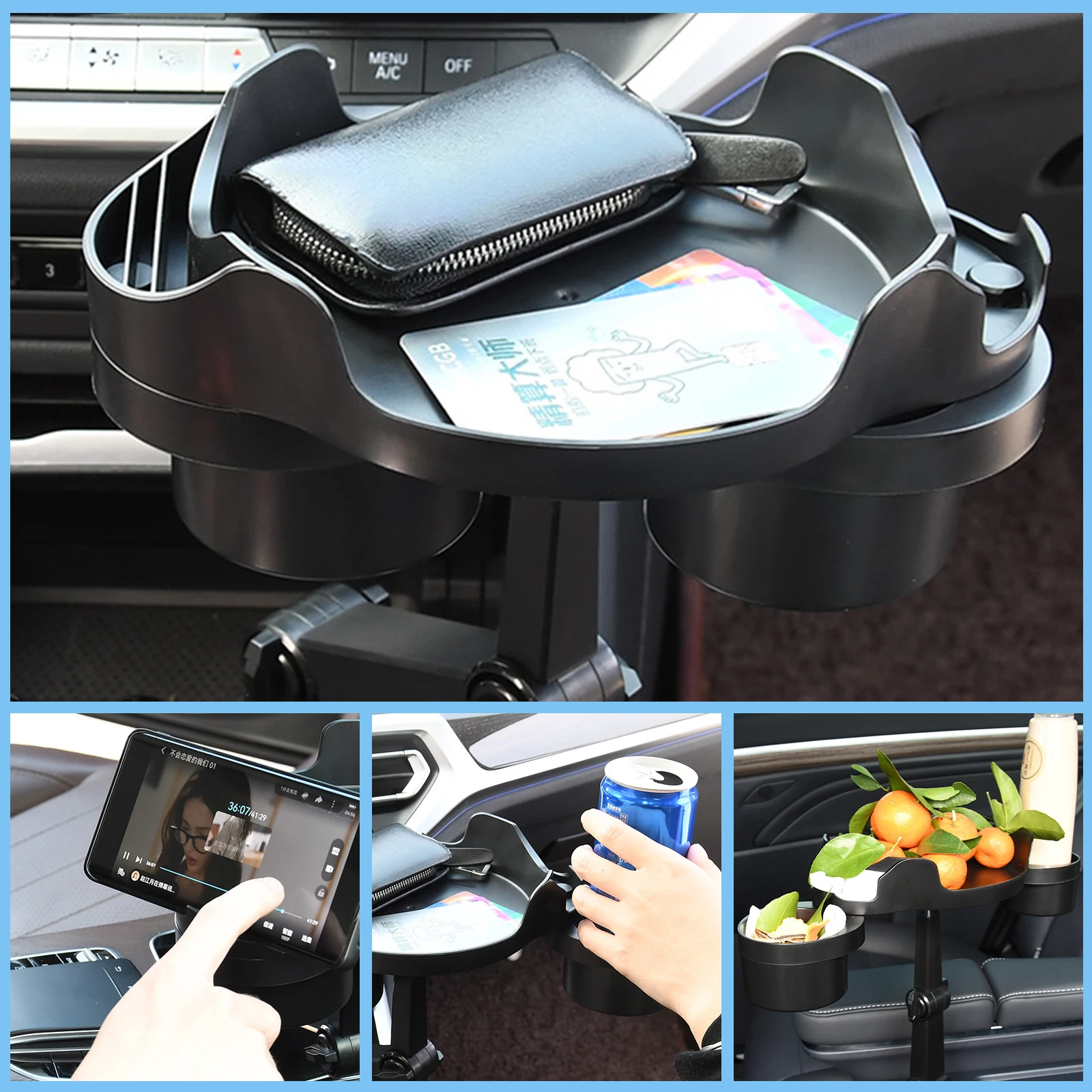 Universal Car Cup Holder Tray Adjustable Car Meal Tray Table Mobile Phone Holder  Mount 360° Swivel Arm Expanded Food Table Desk - Drinks Holders - AliExpress