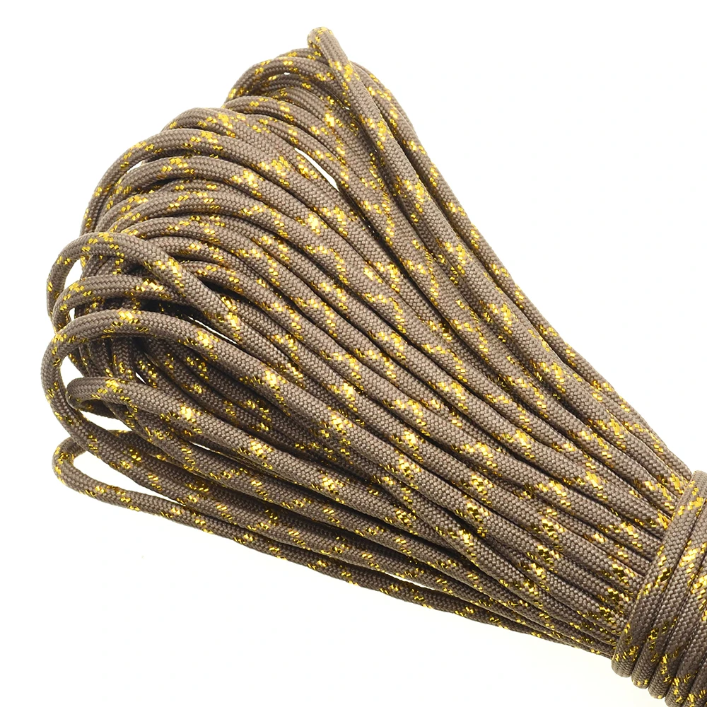Gold & Silver 550 Paracord - Premium Mil-Spec Type III 7-Strand Core, 100 FT, 19 Vibrant Colors
