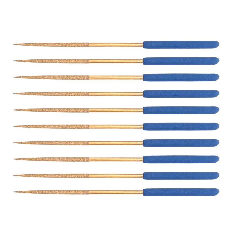 

Diamond Needle File Set 3Mm X 140Mm, Round Files Titanium Coated Tools For Metal Wood Stone Glass, 10Pcs