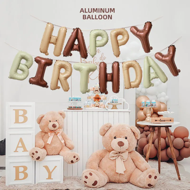 13pcs Cream Color Letter Balloons Happy birthday balloon Rose Gold Foil balloons Birthday Decor birthday Balloons Helium globos