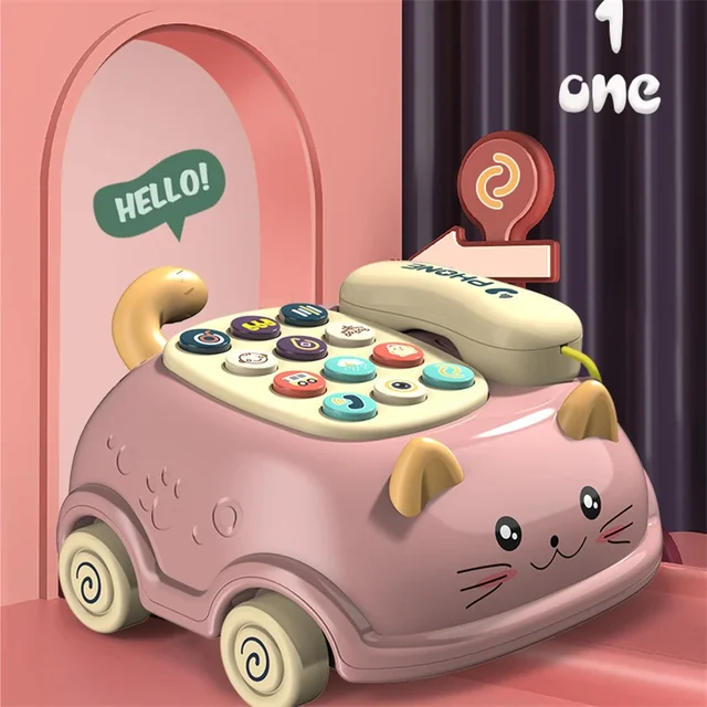 Jouets de téléphone Musical 3 en 1 pour bébé, jouet d'apprentissage interactif pour tout-petits avec lumières, histoire téléphonique pour chat, éducation précoce, cadeau Montessori 5