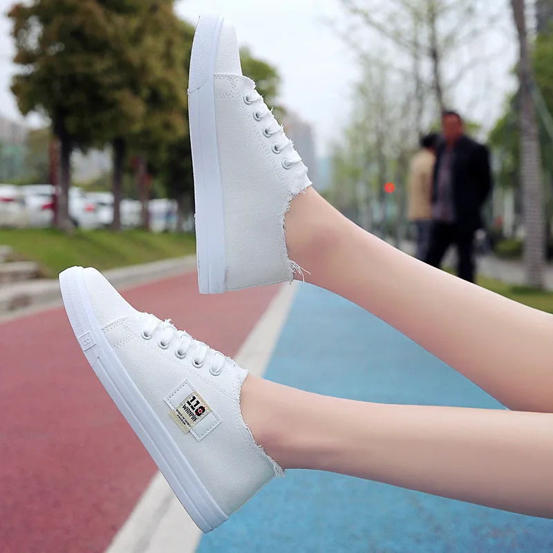 New Black White Blue Canvas Shoes Women Lace Up Shoes Strappy White Casual Shoes Ladies Socofy Flat Shoes Women Loafer Shoes