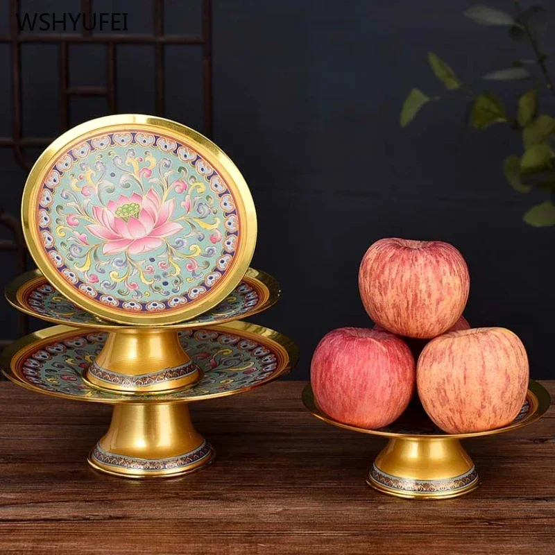 

1 Pc 6-9inches Alloy Fruit Plate Buddhist Hall Utensils Home Offerings Pray for Auspiciousness Ensuring Safety Daily Gift Giving