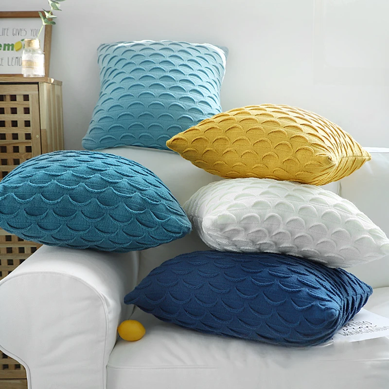 

Nordic Knitting Pillow Cover 45x45cm Decorative Luxury Design Knitted Cushion Cover for Sofa Livingroom Decor Pillowcase White