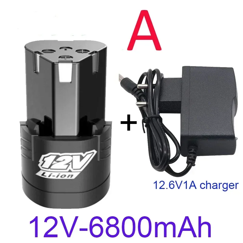 Power Tool Battery Rechargeable Lithium Batteries 12V 6800 MAH Large Capacity Rechargeable Lithium Ion Battery for Small Electric Tools Drills Screwdrivers