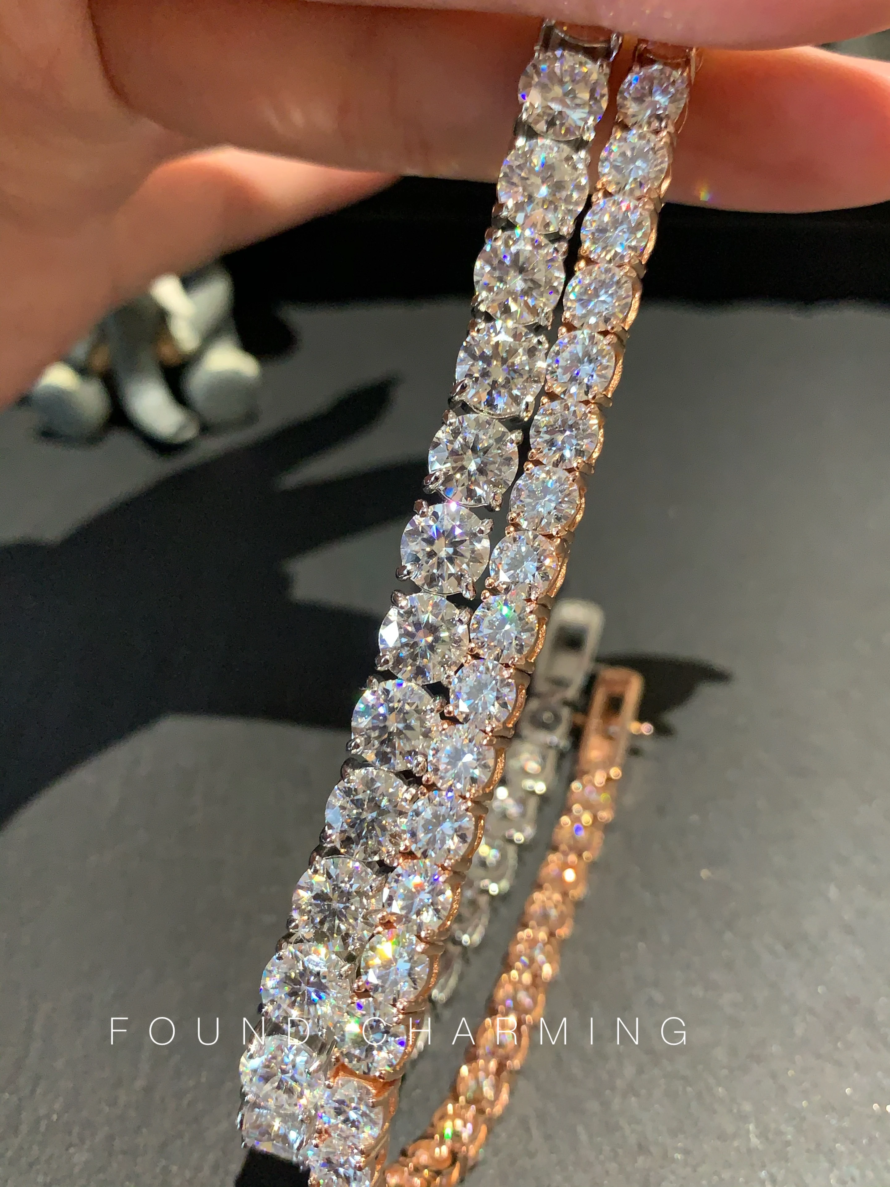 Фото 6,5 мм Icedout Bling Модный D цветной Муассанит, браслет, хип-хоп, ювелирные изделия для мужчин и женщин №5